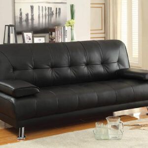 3 Seater Chloe Leather Sofa Bed Black